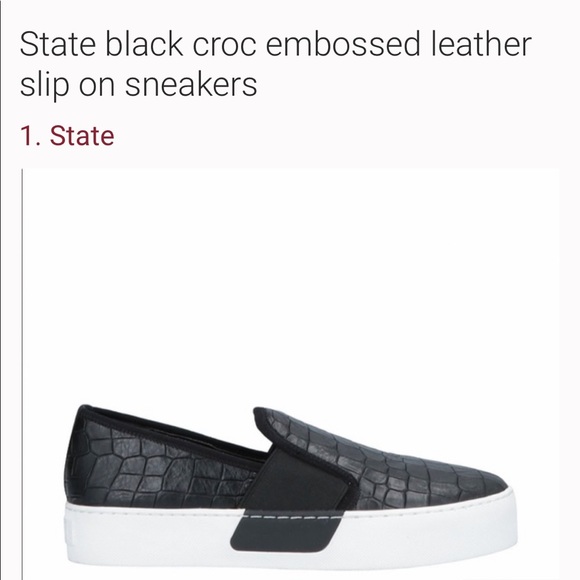 State black croc embossed leather slip on sneakers
1. State - Picture 1 of 9